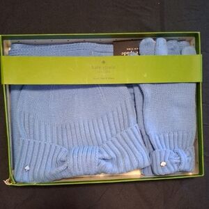 Kate Spade Light Blue Knit Hat and Glove Set